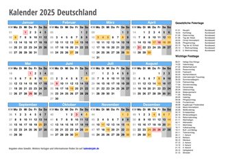 Kalender 2025 Deutschland